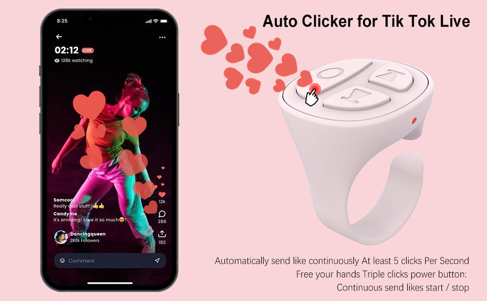 🎥 Titel: GITFOS™ Smart Scroll Ring – TikTok Remote, Auto Clicker & Camera Control in Één