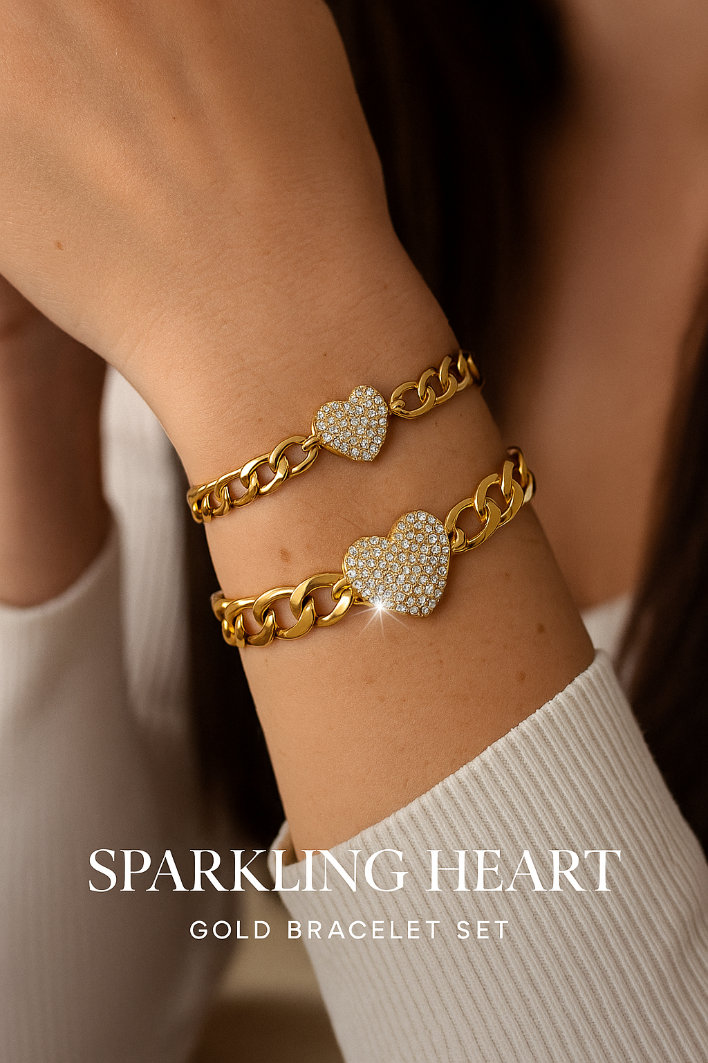 ๐ Sparkling Heart โ Gouden Armbandenset vol Liefde & Glamour