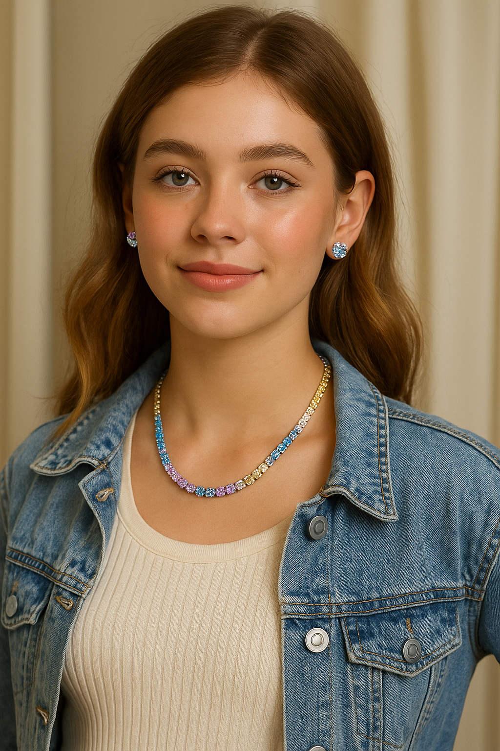 ๐ Crystal Glam โ Kleurrijke Geometrische Sieradenset (Ketting & Oorbellen)