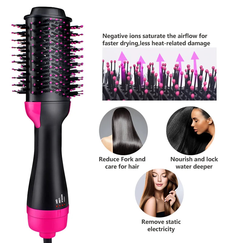 One Step Hair Dryer and Volumizer Round Hot Air Brussh