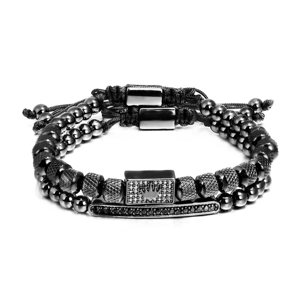 ✨ Crown Glow Armband – Verstelbare Gouden Kralenarmband met Pave CZ & Kroonsymbool