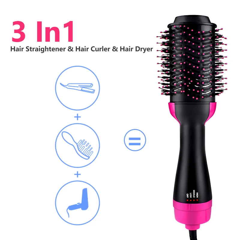 One Step Hair Dryer and Volumizer Round Hot Air Brussh