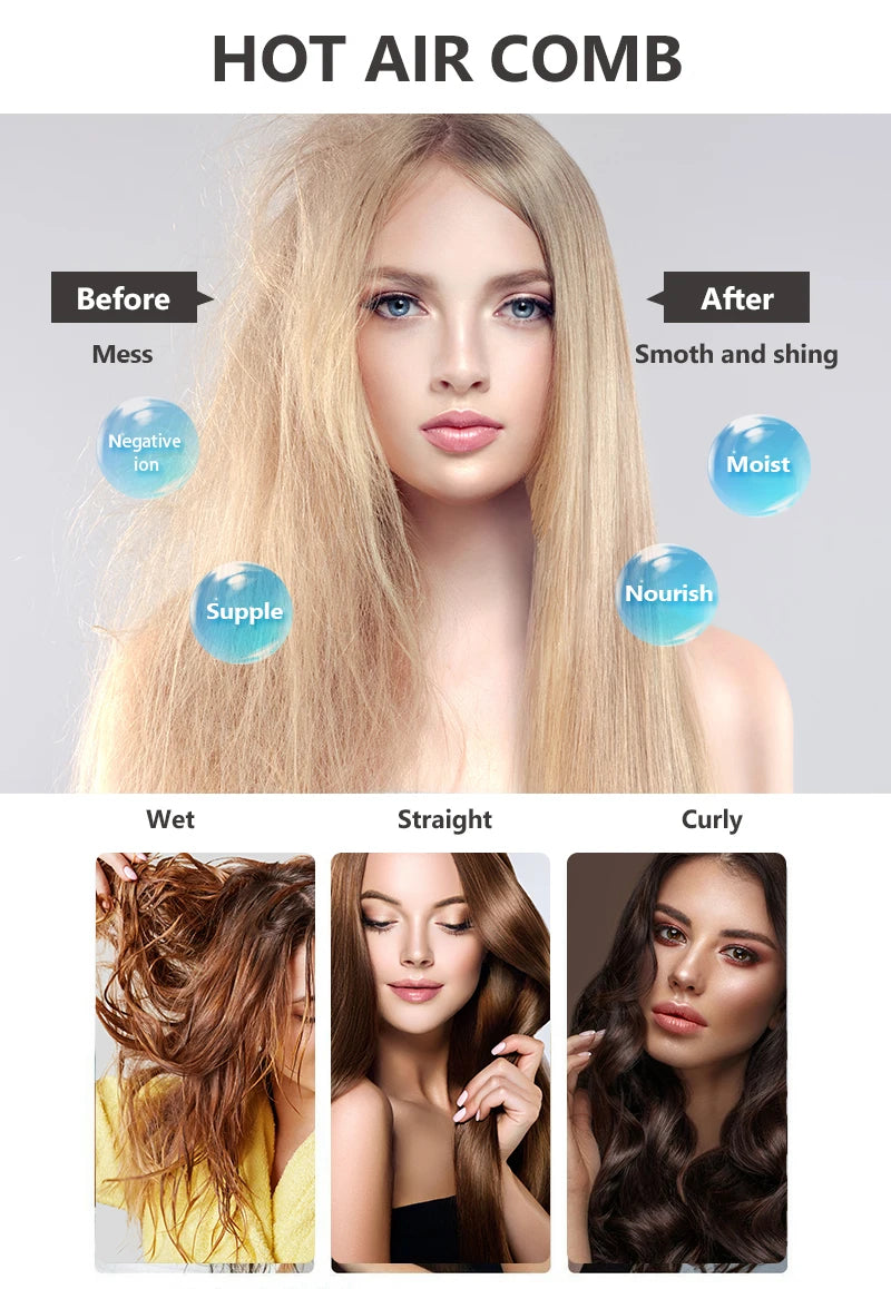 One Step Hair Dryer and Volumizer Round Hot Air Brussh