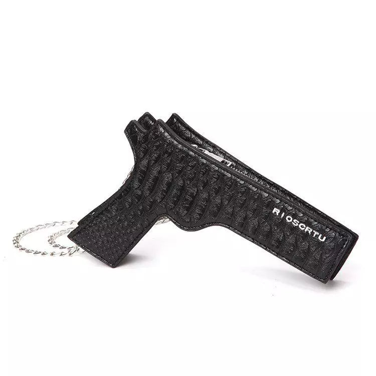 🔫 Bad Babe Gun Clutch – Croco Black