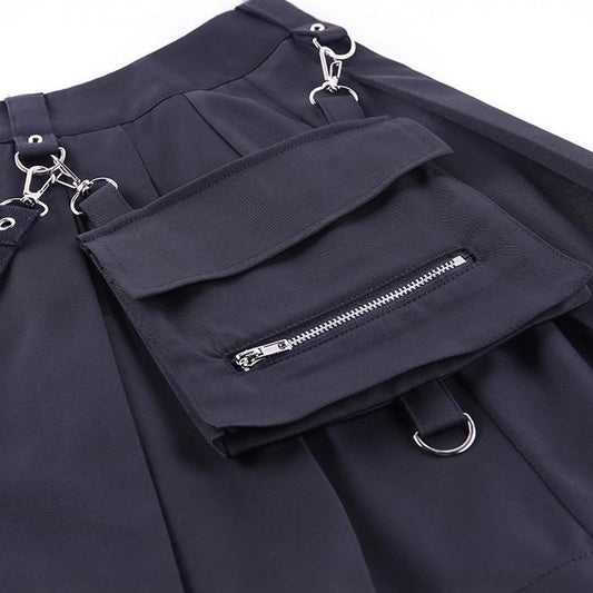 Pleated Skirt Autumn New Functional Style Punk Irregular Skirt High Waist Workwear Skirt Skirt