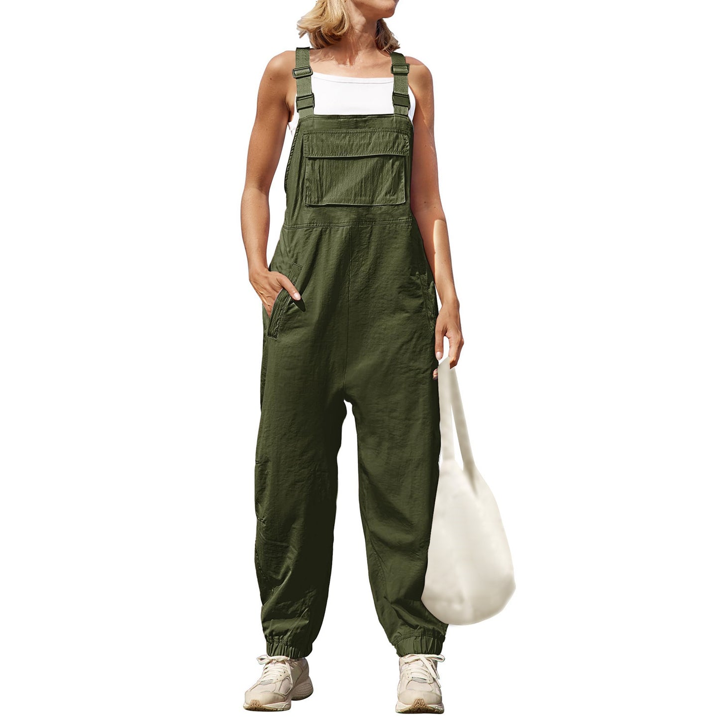 2024 New Cotton Linen Women's One-piece Suspender Pants