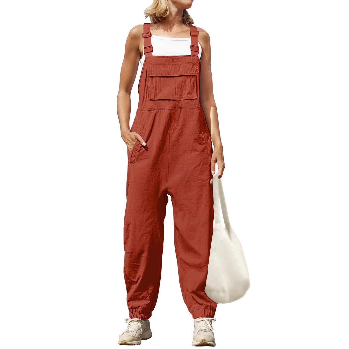 2024 New Cotton Linen Women's One-piece Suspender Pants