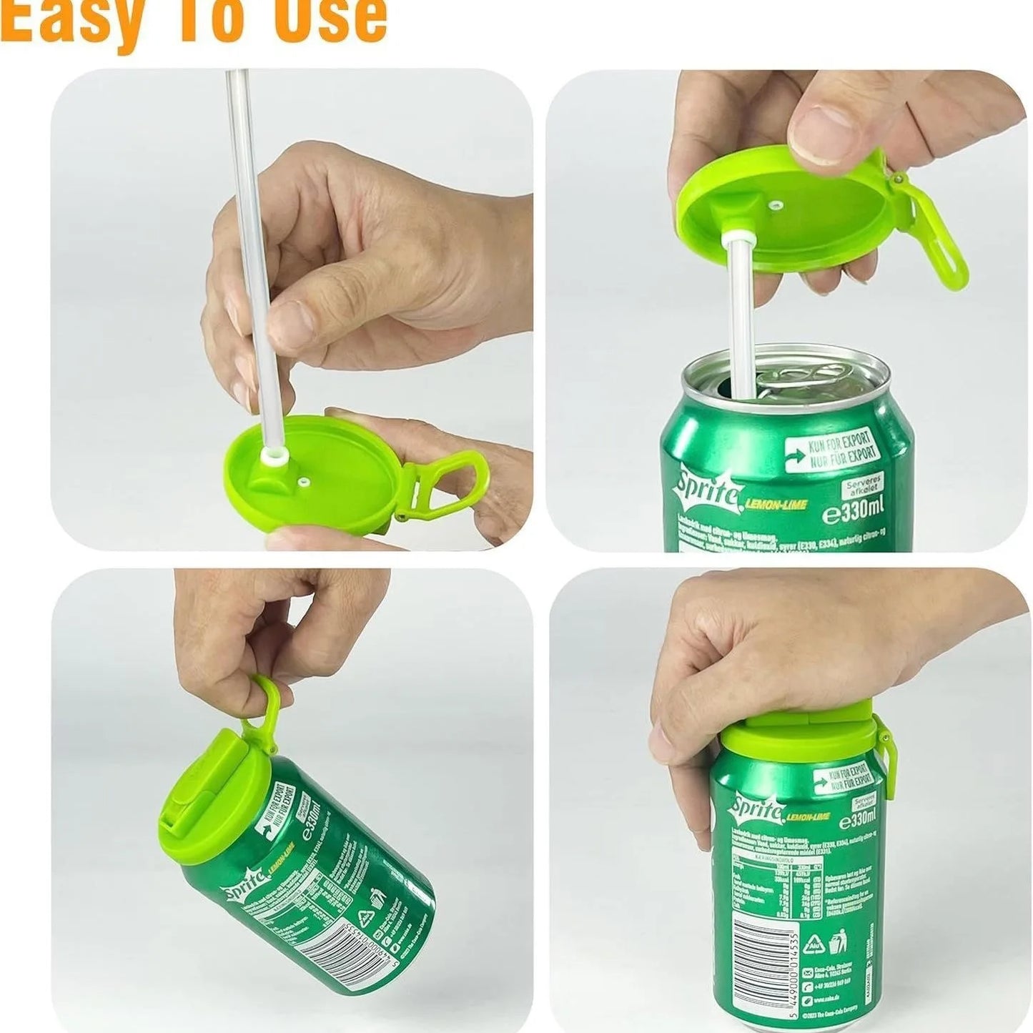 🧃✨ Glow Can Cap – Herbruikbare Klikdeksel met Rietje