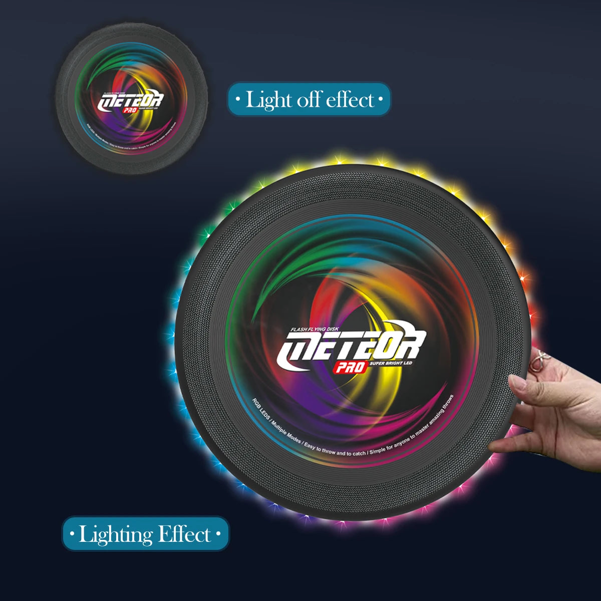 🌈 Glow Disk meteor Pro – LED Frisbee met Lichtshow TikTok nieuwste trend (Oplaadbaar)