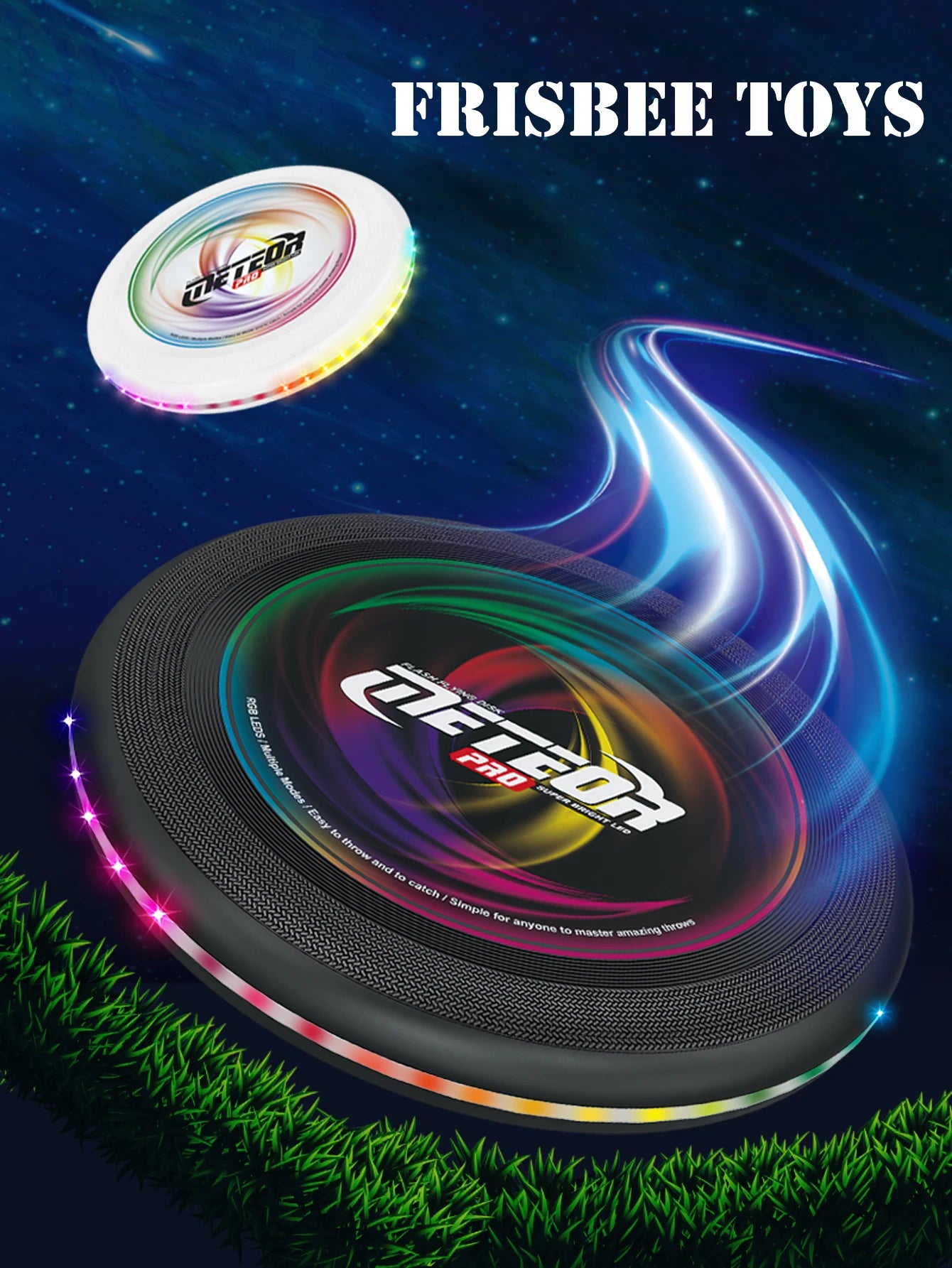 🌈 Glow Disk meteor Pro – LED Frisbee met Lichtshow TikTok nieuwste trend (Oplaadbaar)
