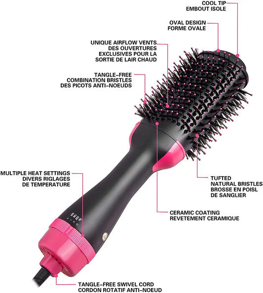 One Step Hair Dryer and Volumizer Round Hot Air Brussh