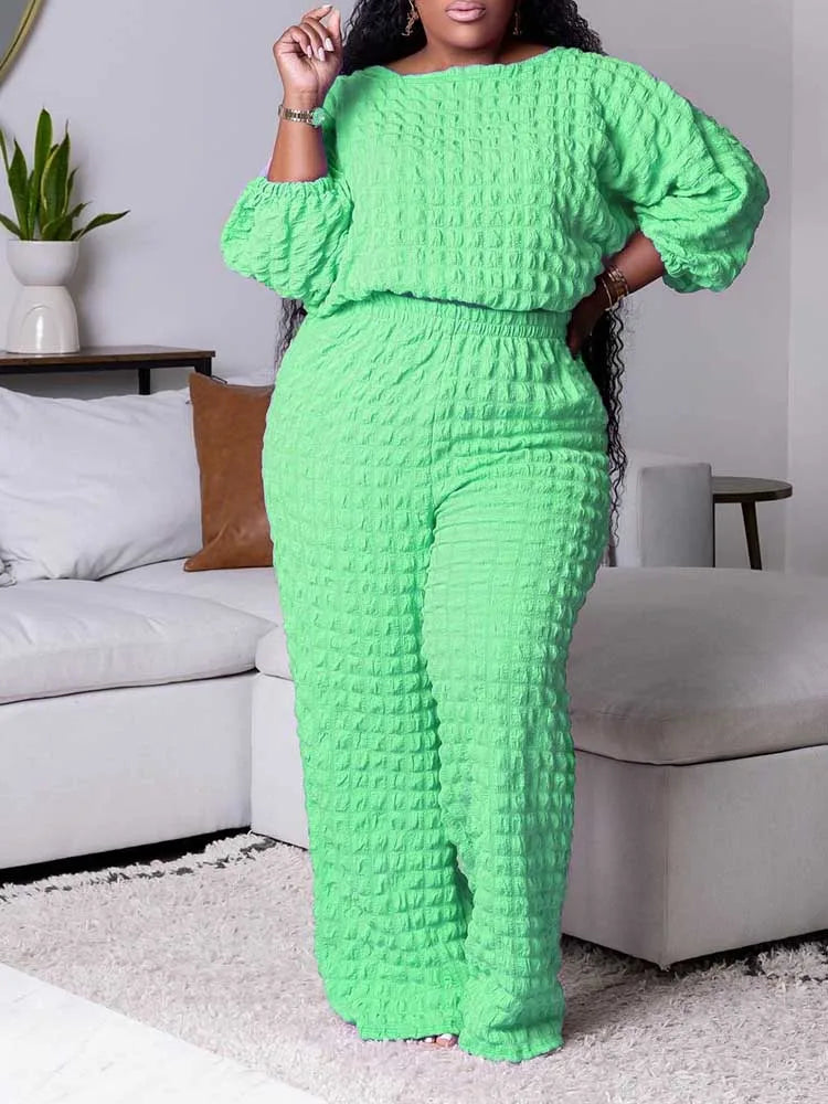 ๐ Curvy Confidence Glow Queen โ Plus Size Wafel Loungepak (1XLโ5XL)