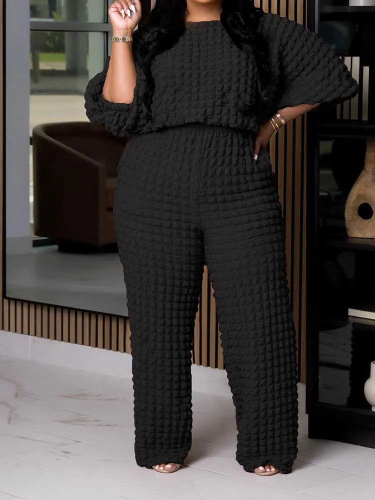 ๐ Curvy Confidence Glow Queen โ Plus Size Wafel Loungepak (1XLโ5XL)