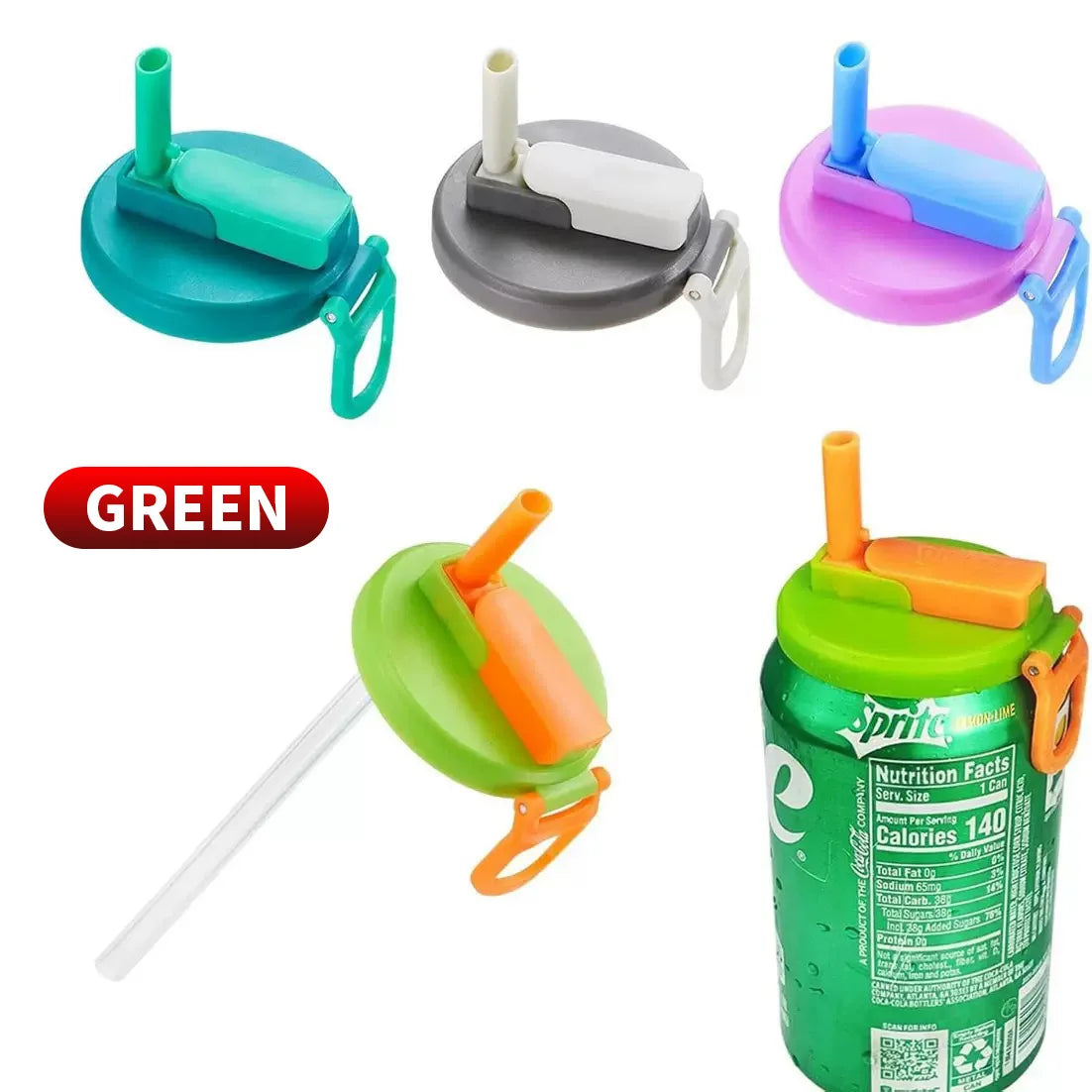 🧃✨ Glow Can Cap – Herbruikbare Klikdeksel met Rietje