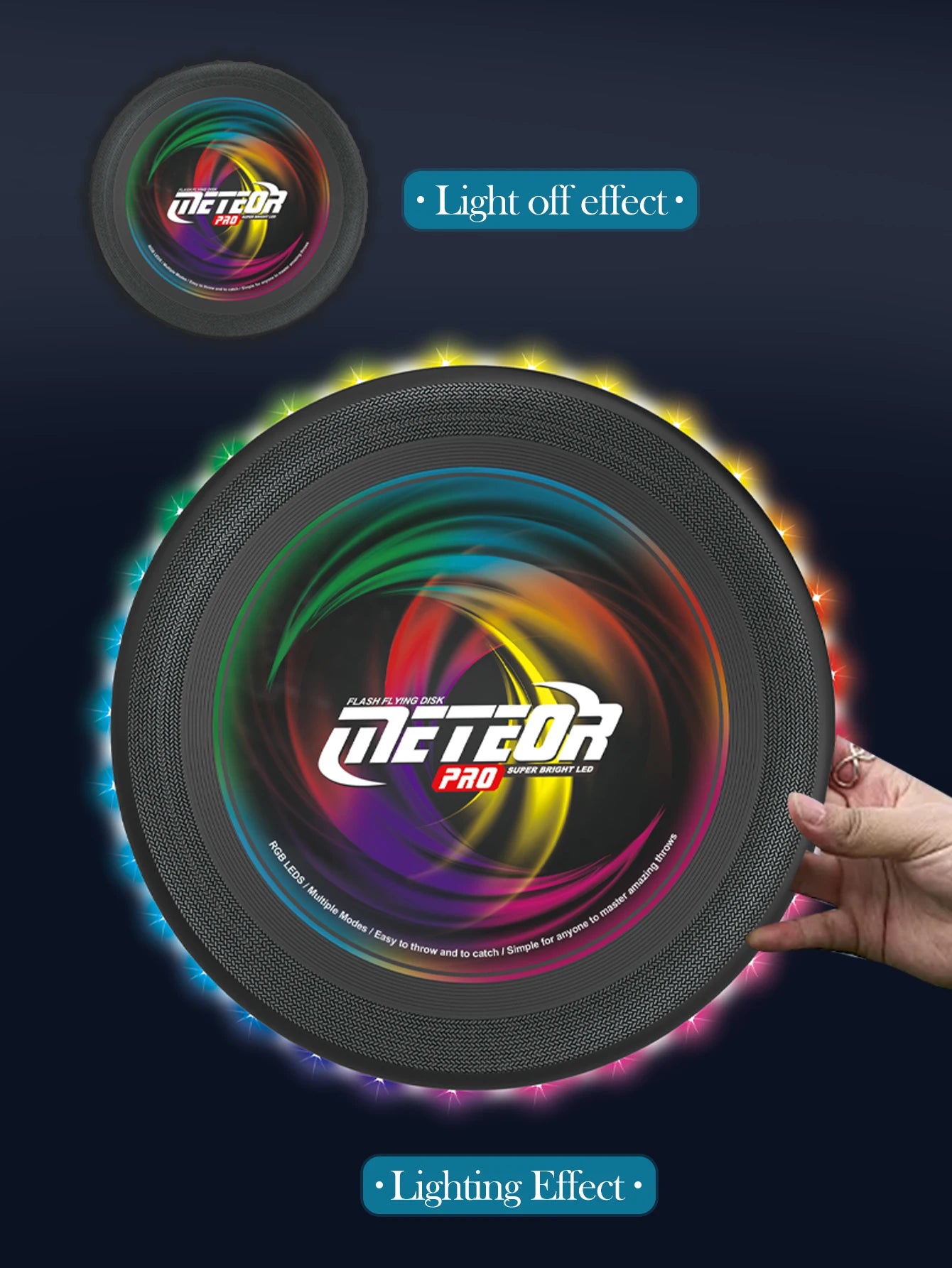 🌈 Glow Disk meteor Pro – LED Frisbee met Lichtshow TikTok nieuwste trend (Oplaadbaar)