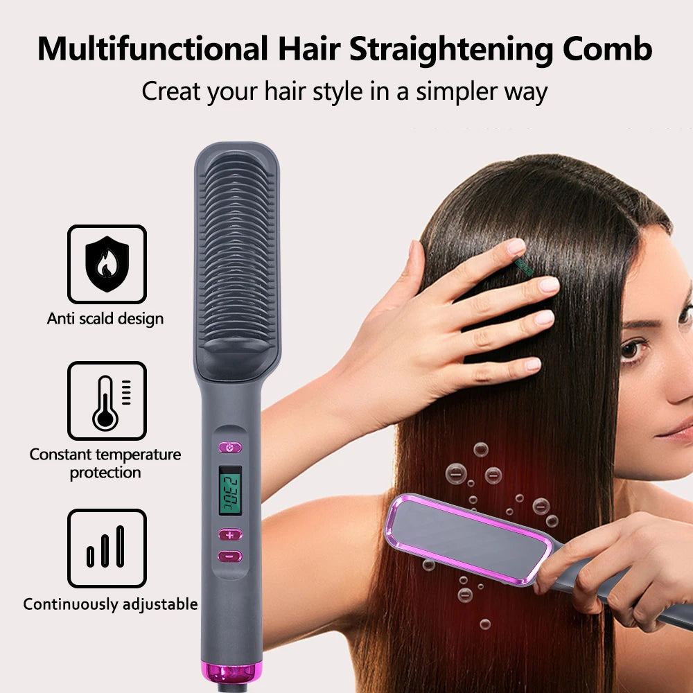 Nieuwste trend stijltang 2-in-1 Haar Stijler & Borstel – Steil & Glanzend Haar in 1 Minuut | Anti-Frizz & Hittebescherming