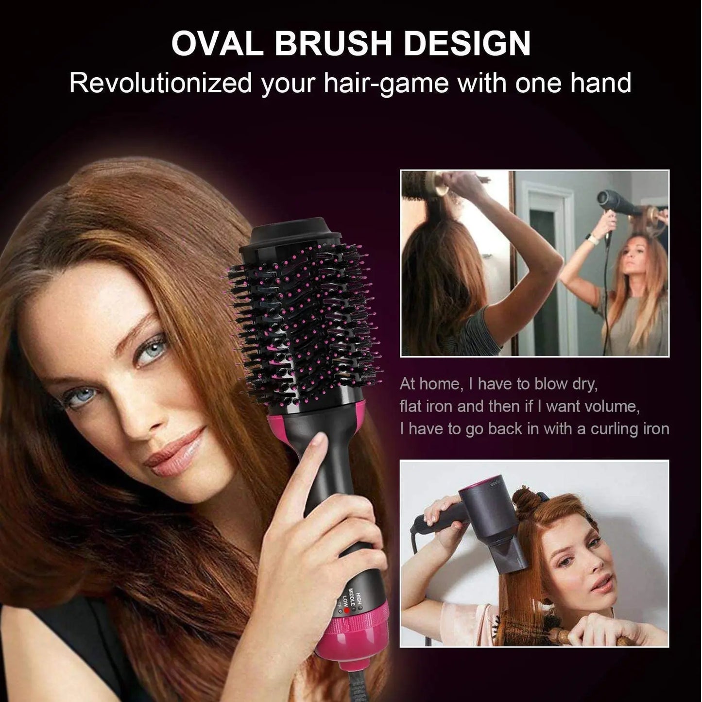 One Step Hair Dryer and Volumizer Round Hot Air Brussh