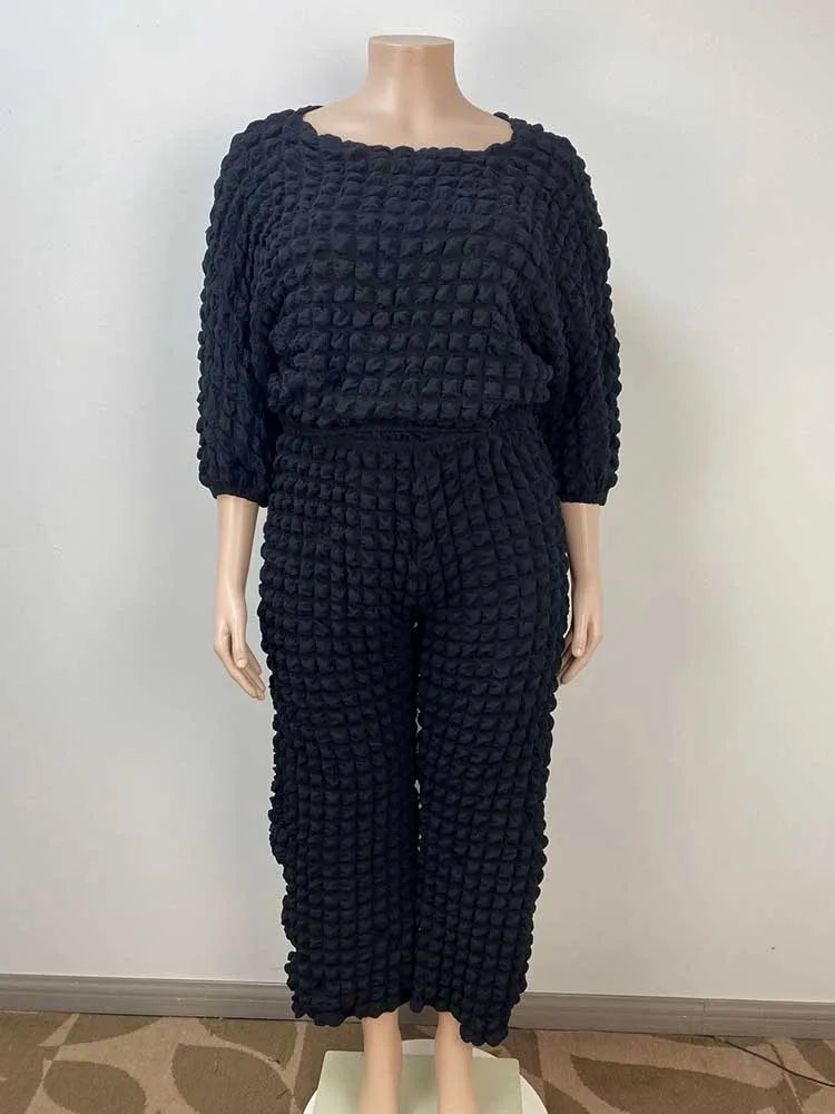 ๐ Curvy Confidence Glow Queen โ Plus Size Wafel Loungepak (1XLโ5XL)