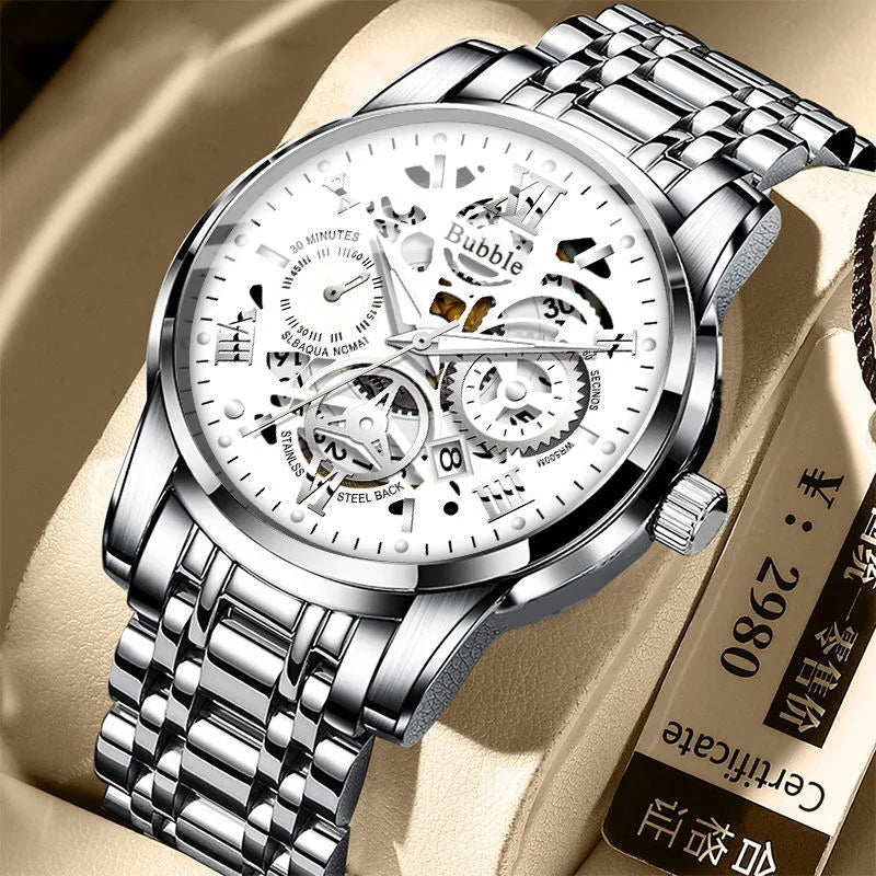 ⌚ GlowElegance Quartz Watch – Stainless Steel Luxe