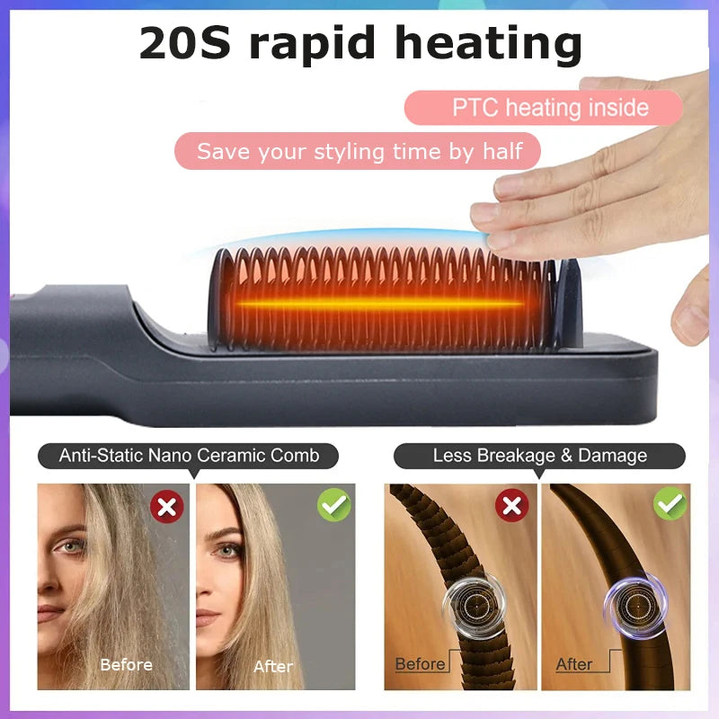 Nieuwste trend stijltang 2-in-1 Haar Stijler & Borstel – Steil & Glanzend Haar in 1 Minuut | Anti-Frizz & Hittebescherming