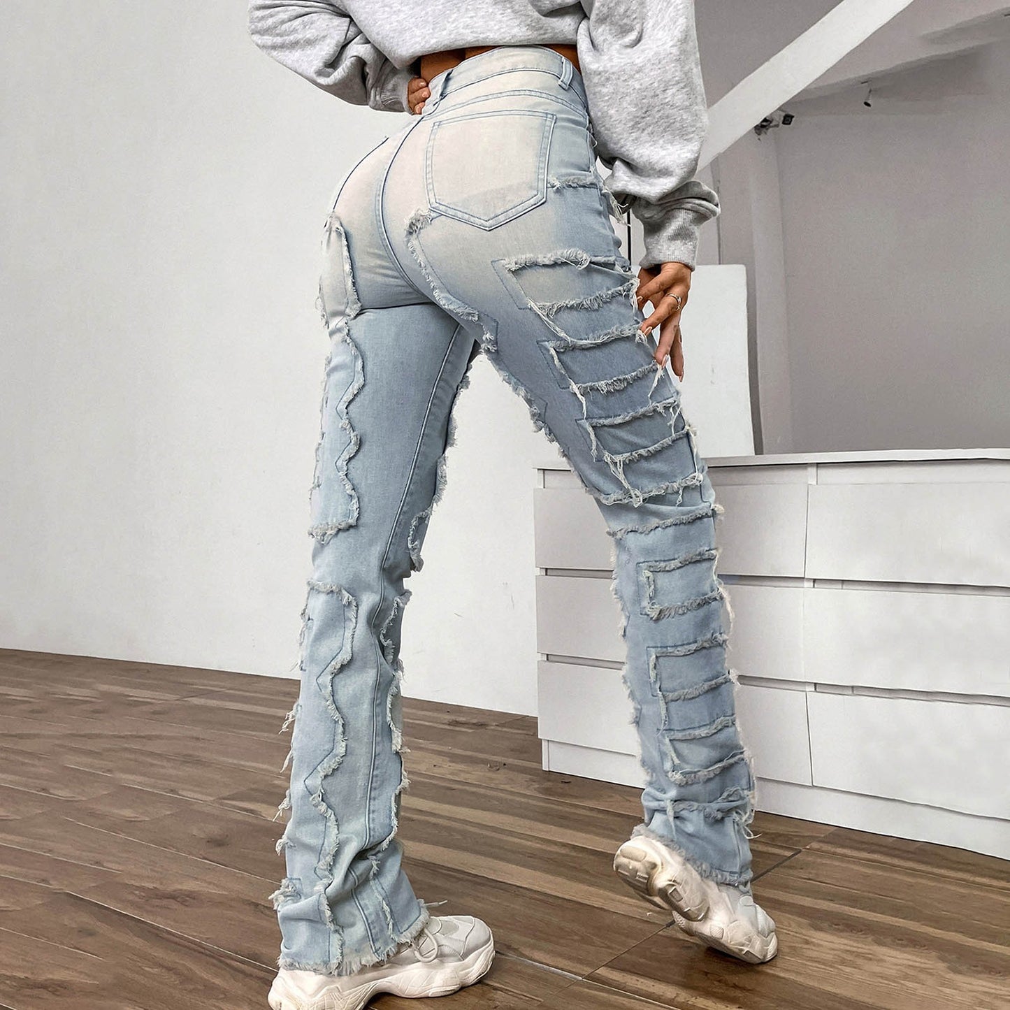 ๐ฅ Trendy Destroyed Denim โ Glowtok High Rise Patch Jeans (3 kleuren)