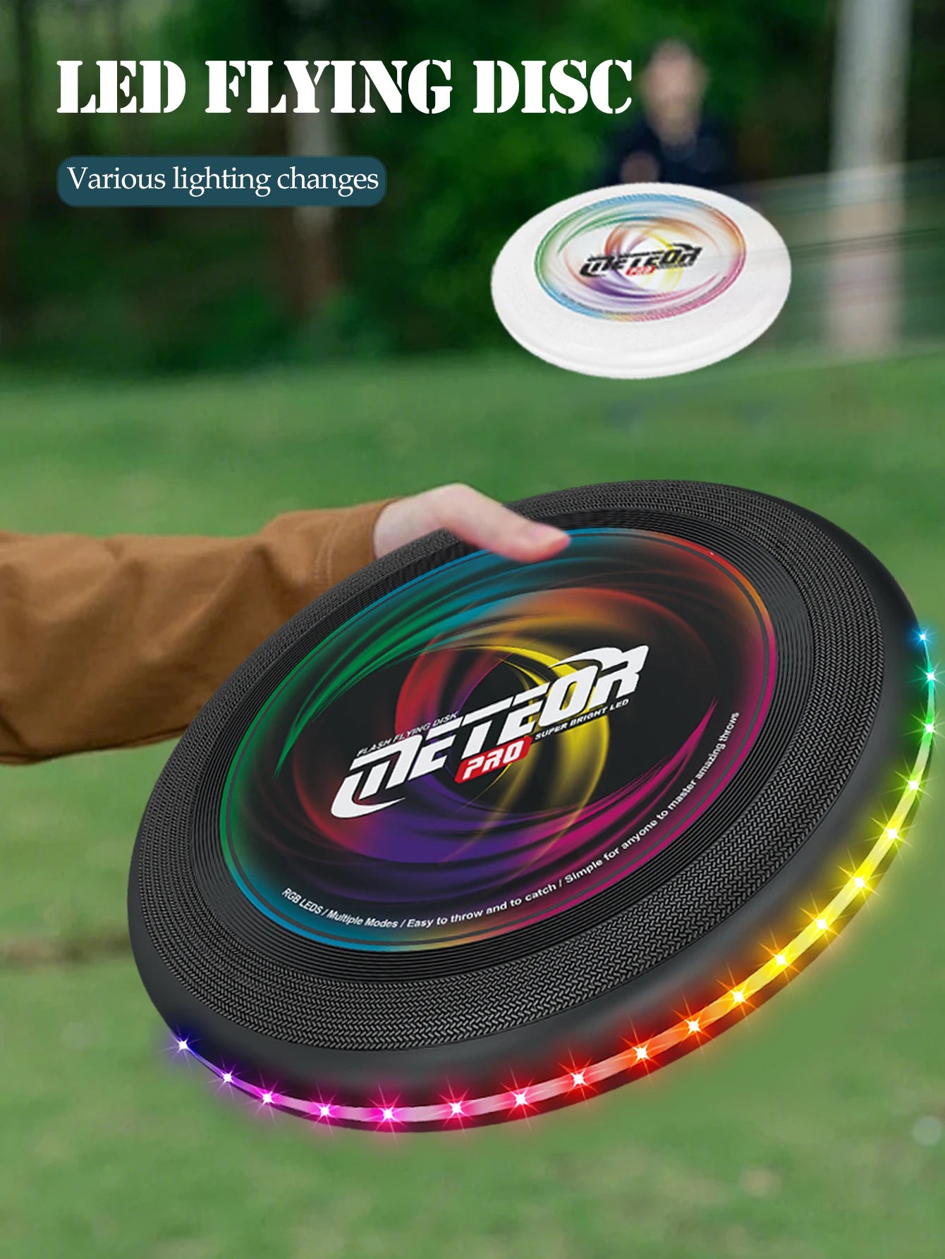 🌈 Glow Disk meteor Pro – LED Frisbee met Lichtshow TikTok nieuwste trend (Oplaadbaar)