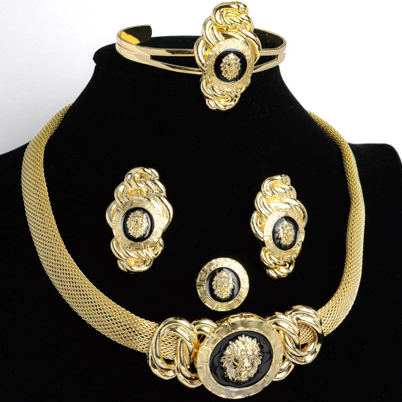 👑 Charmoment™ 18K Goudkleurige Sieradenset – Luxe Afrikaans/Italiaans Design (4-delig)