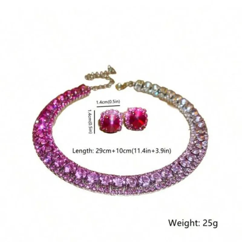 ๐ Crystal Glam โ Kleurrijke Geometrische Sieradenset (Ketting & Oorbellen)