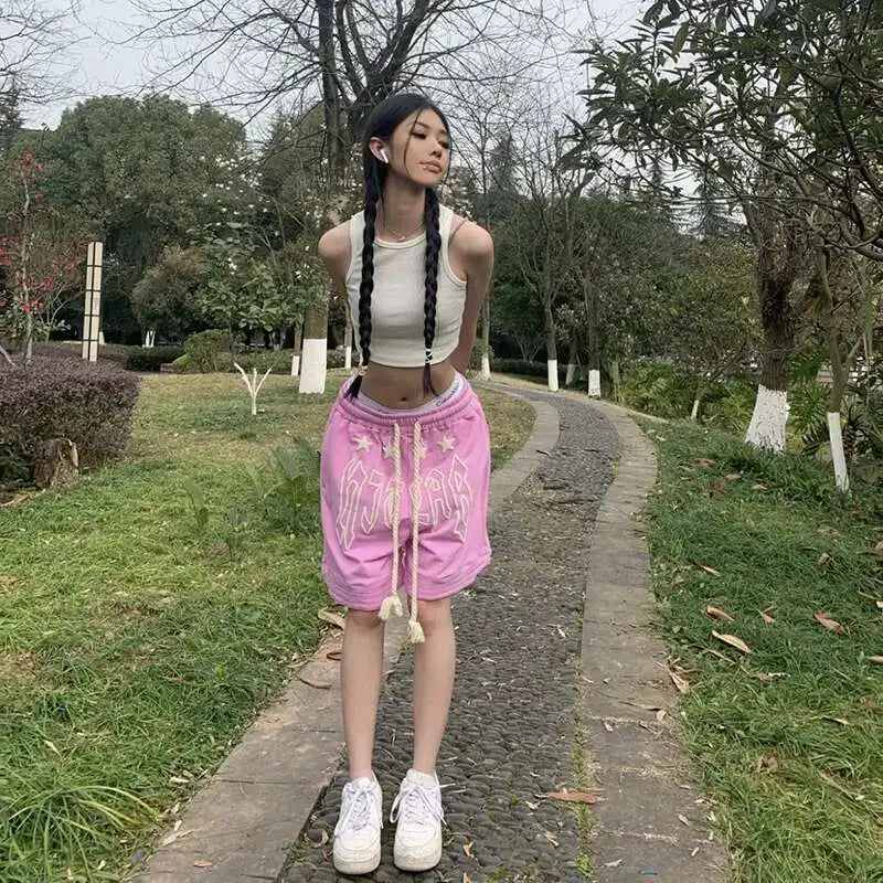 💗 StreetVibe™ Pink Wide-Leg Shorts – High Waist Summer Must-Have
