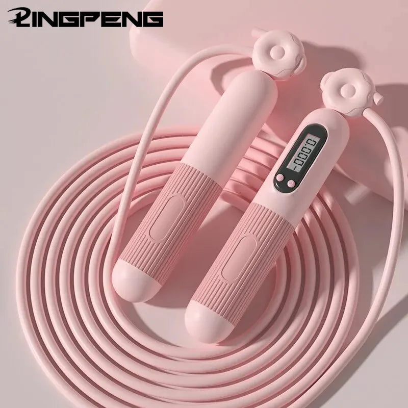 SmartFit Roze Springtouw met Teller – Jouw Fitness Buddy in Stijl