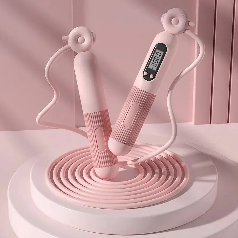 SmartFit Roze Springtouw met Teller – Jouw Fitness Buddy in Stijl