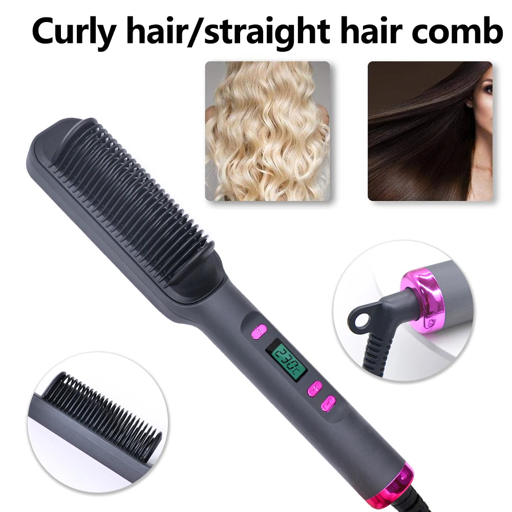 Nieuwste trend stijltang 2-in-1 Haar Stijler & Borstel – Steil & Glanzend Haar in 1 Minuut | Anti-Frizz & Hittebescherming