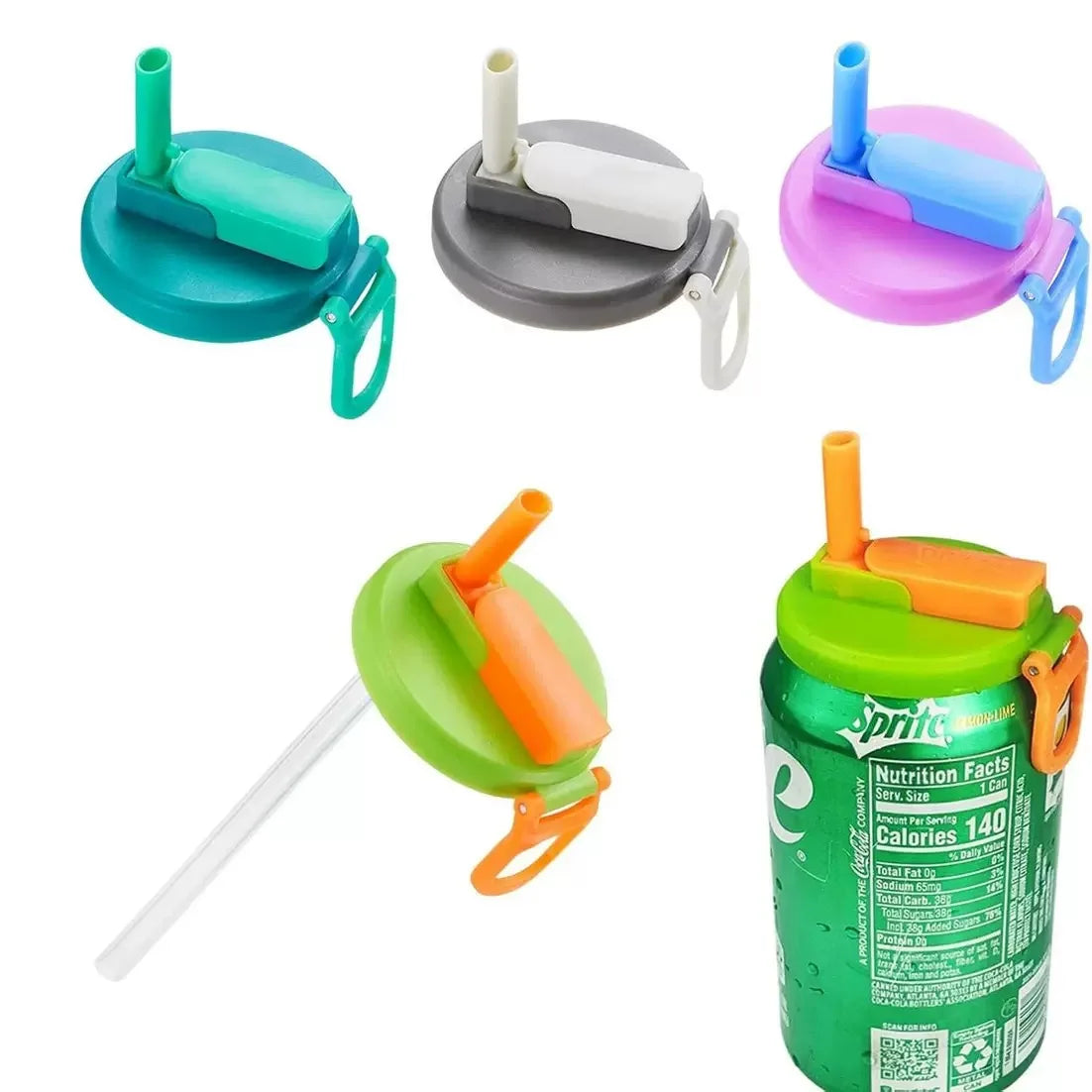 🧃✨ Glow Can Cap – Herbruikbare Klikdeksel met Rietje