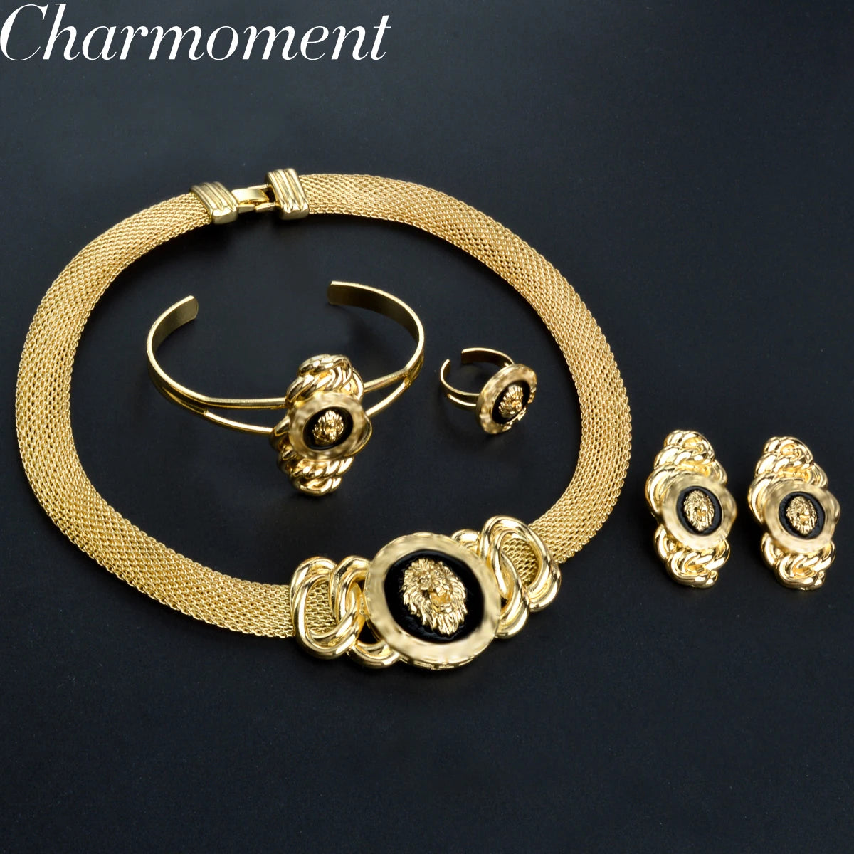 👑 Charmoment™ 18K Goudkleurige Sieradenset – Luxe Afrikaans/Italiaans Design (4-delig)