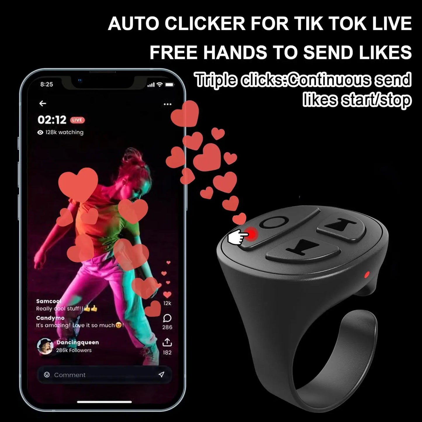 🎥 Titel: GITFOS™ Smart Scroll Ring – TikTok Remote, Auto Clicker & Camera Control in Één
