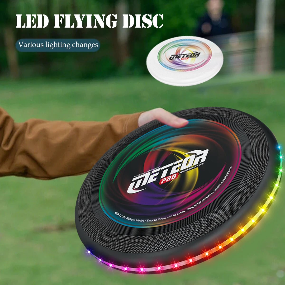 🌈 Glow Disk meteor Pro – LED Frisbee met Lichtshow TikTok nieuwste trend (Oplaadbaar)