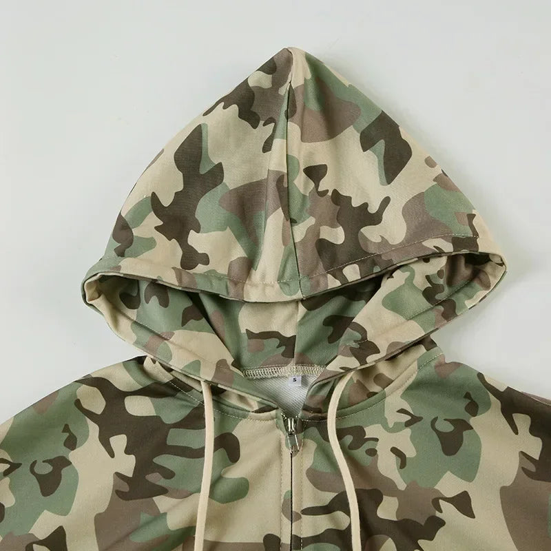 🖤 Camouflage Chic 2-Piece Set – Hoodie & Wide Leg Pants