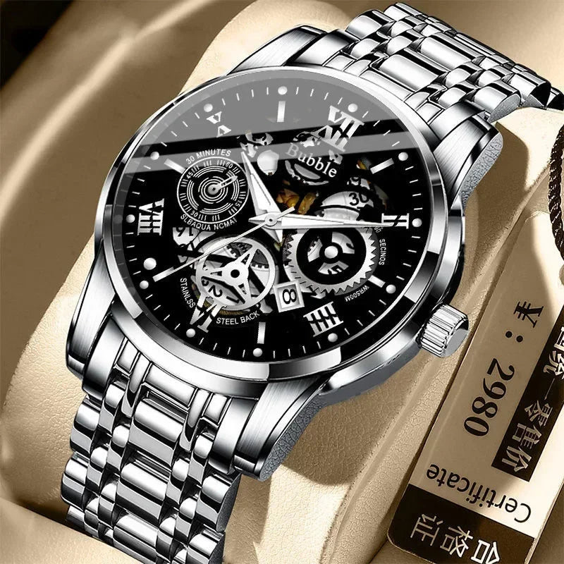 ⌚ GlowElegance Quartz Watch – Stainless Steel Luxe