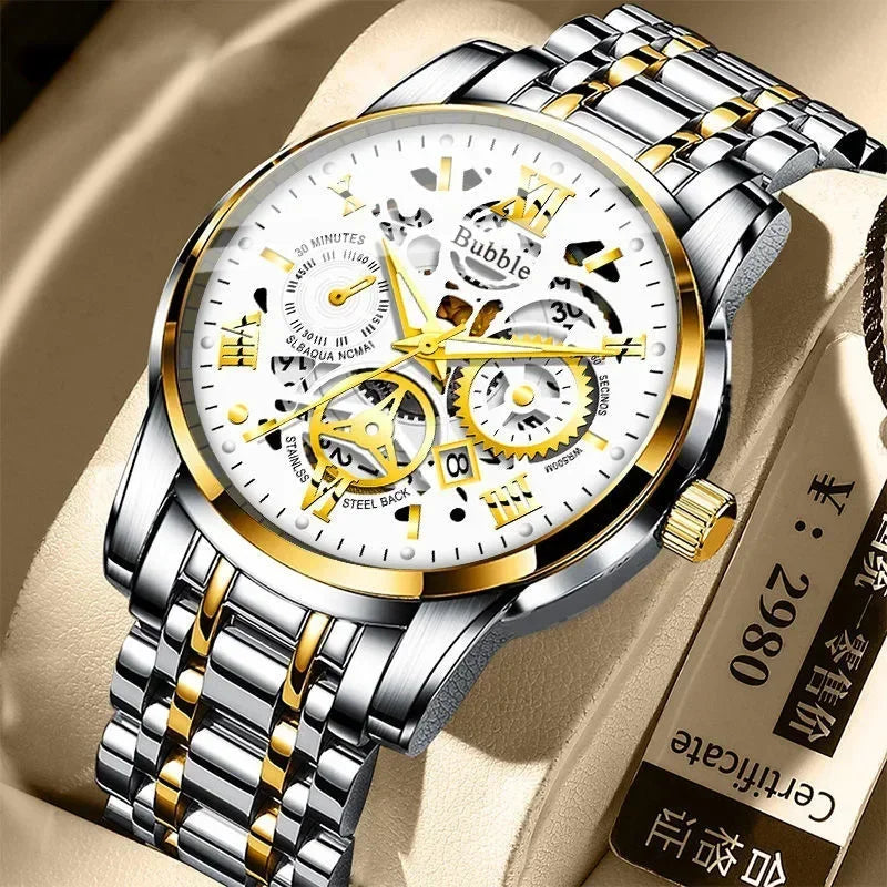 ⌚ GlowElegance Quartz Watch – Stainless Steel Luxe