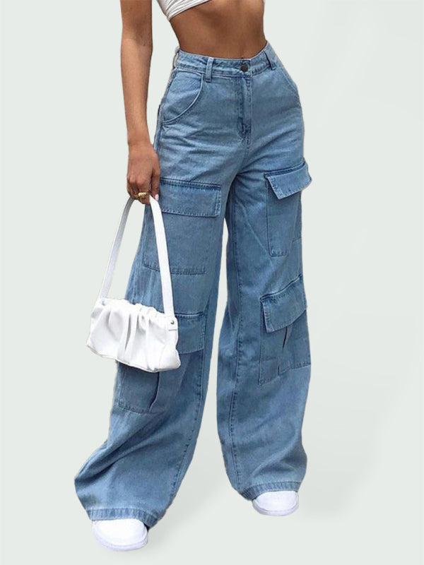 👖 “GlowTok Cargo Babe Jeans – Wide & Street Ready”