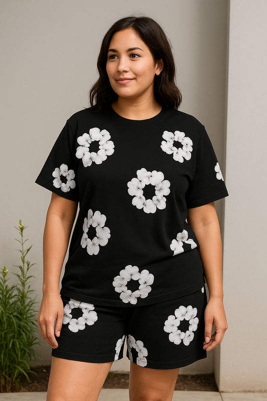 ☀️ GlowFlex Unisex flower Summer Tee – Casual, Luchtig & Trendy