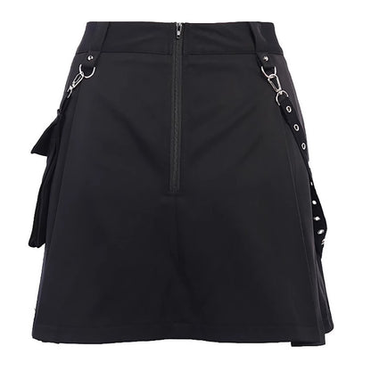 Pleated Skirt Autumn New Functional Style Punk Irregular Skirt High Waist Workwear Skirt Skirt