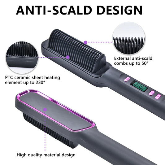 Nieuwste trend stijltang 2-in-1 Haar Stijler & Borstel – Steil & Glanzend Haar in 1 Minuut | Anti-Frizz & Hittebescherming