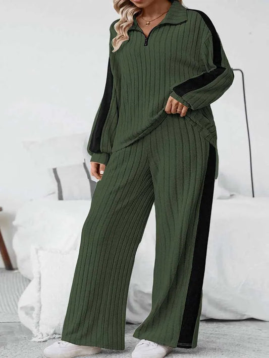 🌷 GlowEase Plus Size 2-Piece Set – Ribbed Knit Elegance