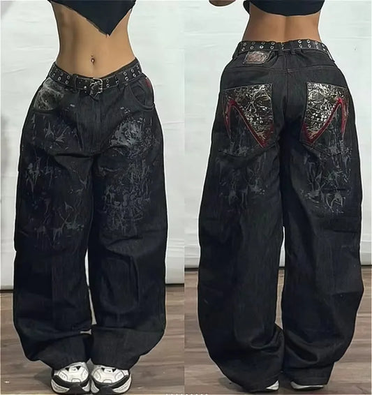🖤 Y2K Shadow Flare – Exclusieve Wide-Leg Jeans met Attitude