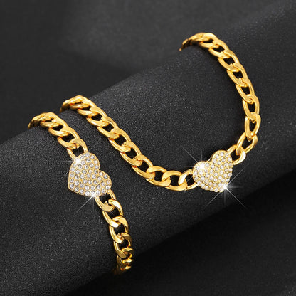 💎 Sparkling Heart – Gouden Armbandenset vol Liefde & Glamour