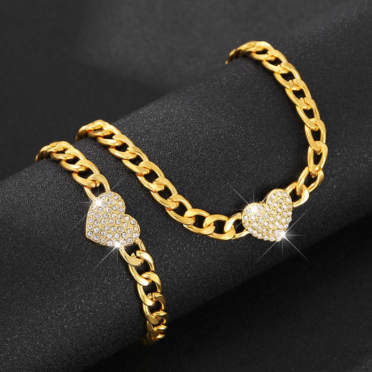💎 Sparkling Heart – Gouden Armbandenset vol Liefde & Glamour