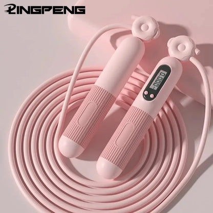 SmartFit Roze Springtouw met Teller – Jouw Fitness Buddy in Stijl