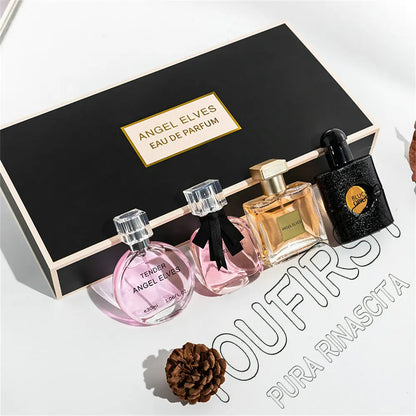 ✨💄 Mini Luxe Parfum Giftset – 4 Iconische Geuren in 1 Chique Box