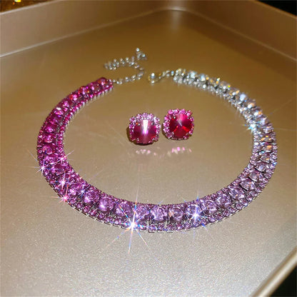 🌈  Crystal Glam – Kleurrijke Geometrische Sieradenset (Ketting & Oorbellen)